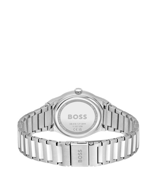Boss Gray Link-bracelet Watch With Silver-tone Dial