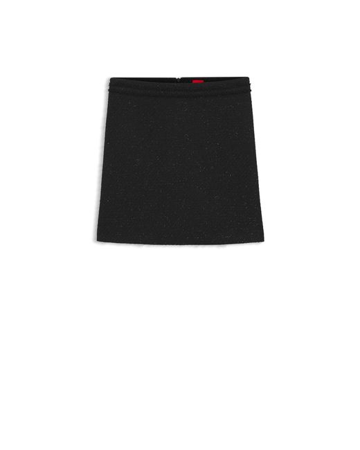 HUGO Black Sparkling Bouclé Mini Skirt With Chain-Tape Trim