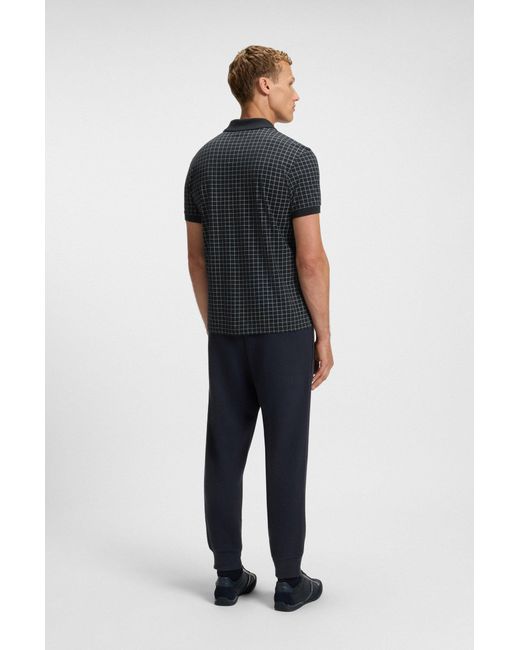 Boss Kariertes Regular-Fit Poloshirt Aus Leichter Pima-Baumwolle in Black für Herren