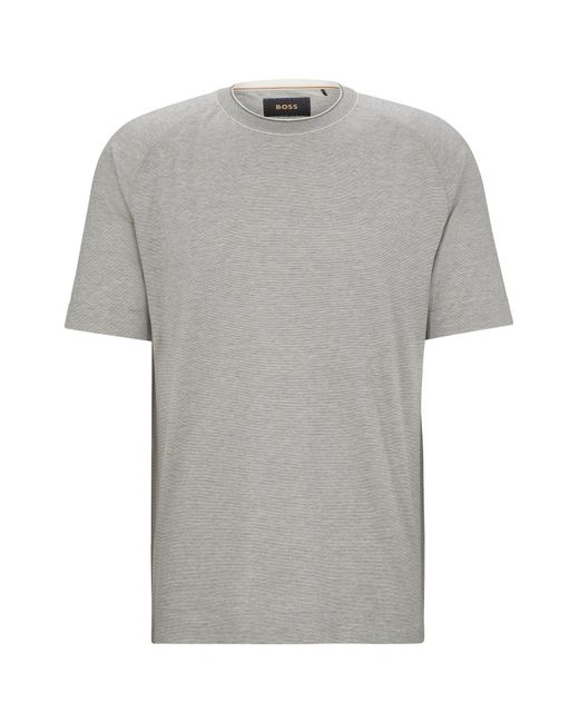 Boss Gray Regular-fit T-shirt In Cotton And Silk for men