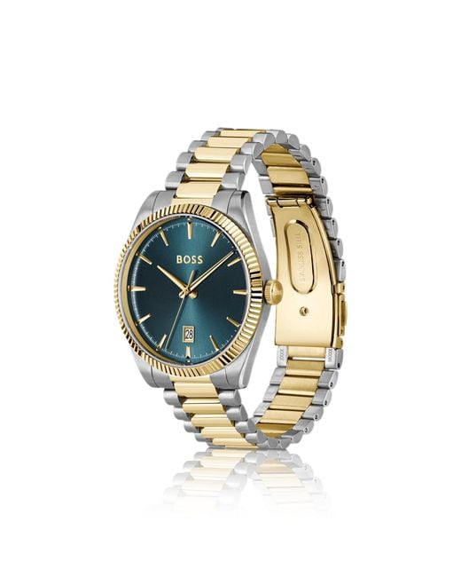 Boss Metallic Cheswick Two-Tone Watch With Fluted Bezel for men
