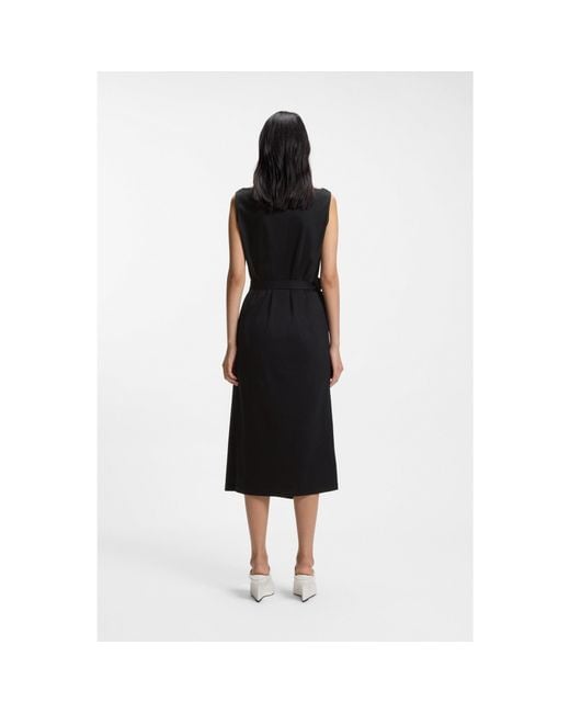 Boss Black Mercerised-Cotton Dress With Cowl Neckline
