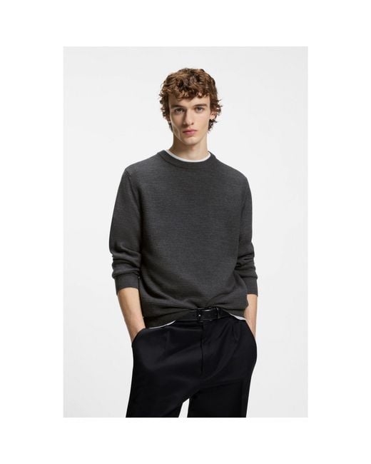 Boss Gray Mixed-Structure Sweater for men