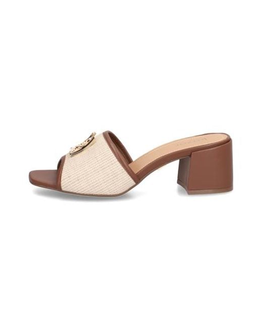 Kazar Pink Pantoletten Aus Leder Mit Riemen Aus Segeltuch