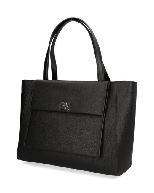 Calvin Klein Black Ck Medium Shopper Tex