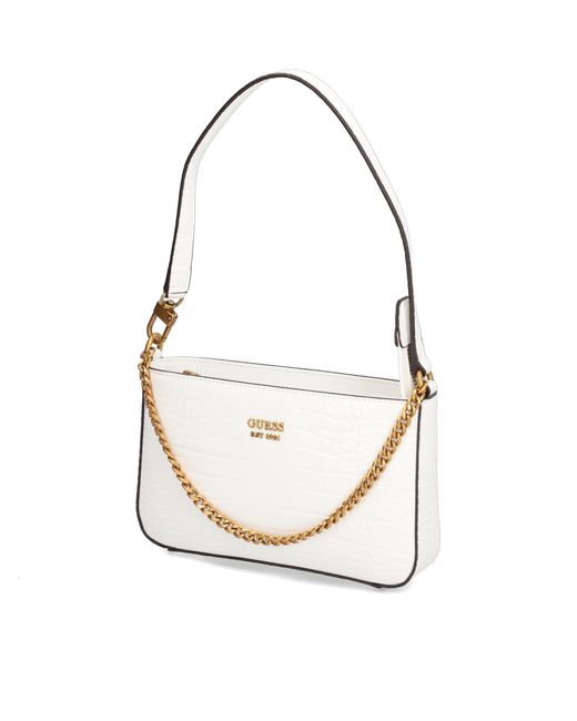 Guess Katey Croc Mini Top Zip Shoulder Ba in Weiß Lyst AT