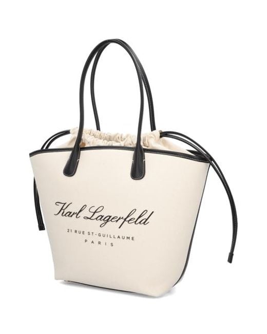 Karl Lagerfeld Natural Hotel Karl Medium Canvas Bag