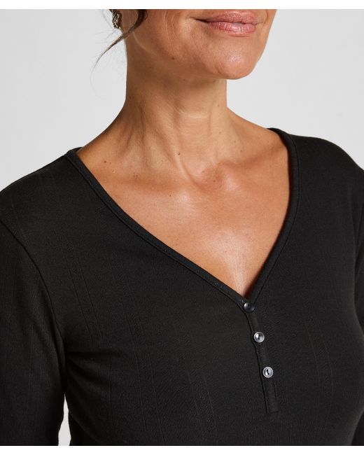 Hunkemöller Black Pyjamahose Pointelle