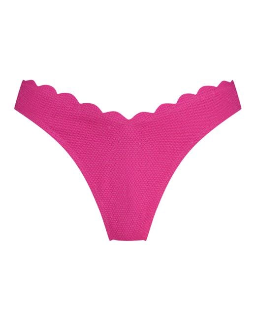 Hunkemöller Hoog Uitgesneden Bikinibroekje Scallop Lurex in het Pink
