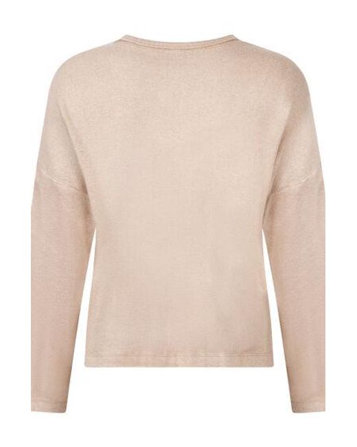 Hunkemöller Pyjama Top Lange Mouwen Jersey in het Natural