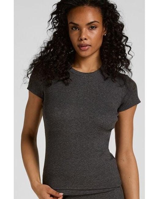 Hunkemöller Black Shortsleeved Pyjama Top