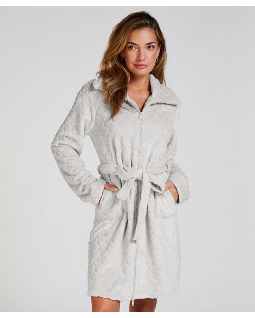 Peignoir en molleton avec fermeture éclair Hunkemöller en coloris White