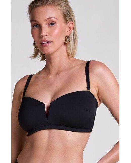 Hunkemöller Black Neoprene Bandeau Bikini Top