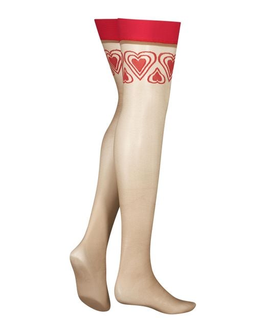 Medias para ligueros con corazones 15 Denier Hunkemöller de color Red