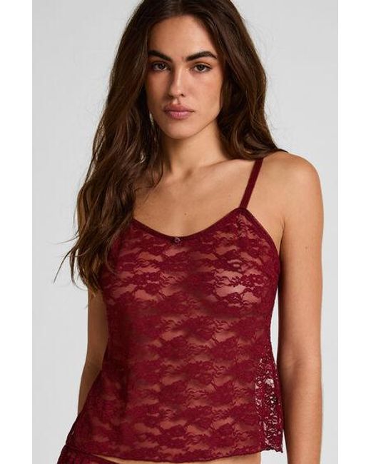 Hunkemöller Red Cami Allover Lace