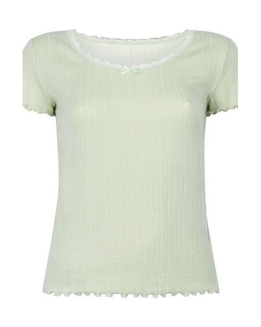 Hunkemöller Pointelle Top Met Kant in het Green