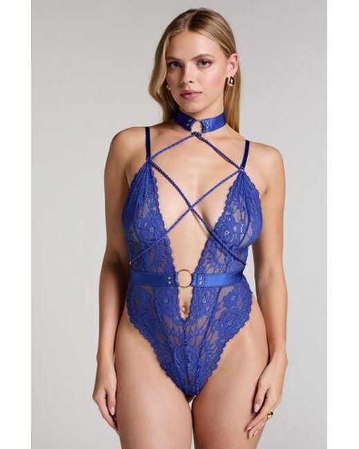 Hunkemöller Blue Private Brandy Body Open Crotch