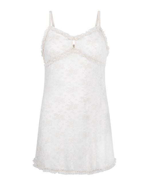 Hunkemöller Slipdress All Over Lace Darcy in het White