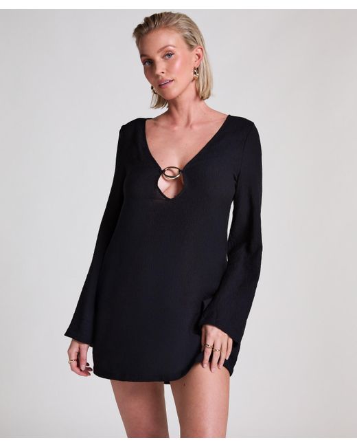 Hunkemöller Blue Langärmeliges Ringelkleid für den Strand