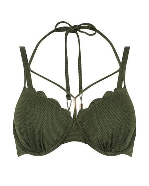 Hunkemöller Green Scallop Padded Underwired Bikini Top