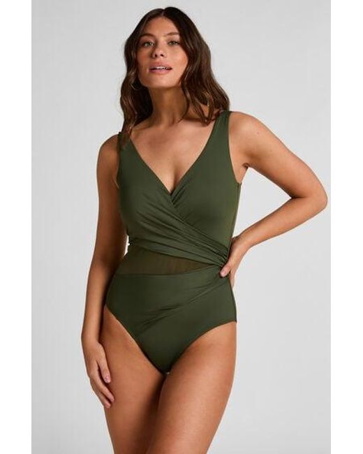 Hunkemöller Green Shaping Shell Mesh Swimsuit
