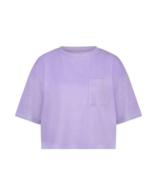 Hunkemöller Purple Short-sleeve Velours Top
