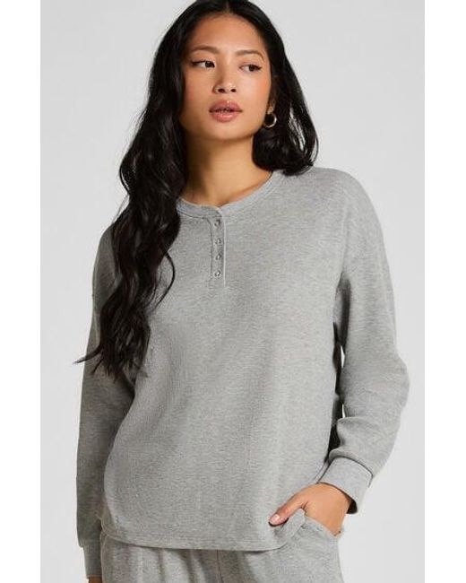 Hunkemöller Gray Top Waffle Henley