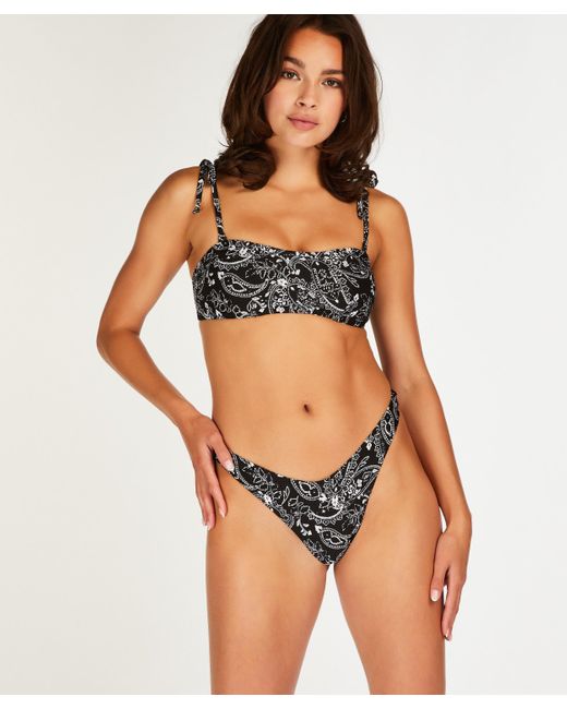 Hunkemöller Paisley Highcut Brazilian Bikini Bottoms in Brown Lyst UK