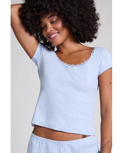 Hunkemöller Pointelle Top in het Blue