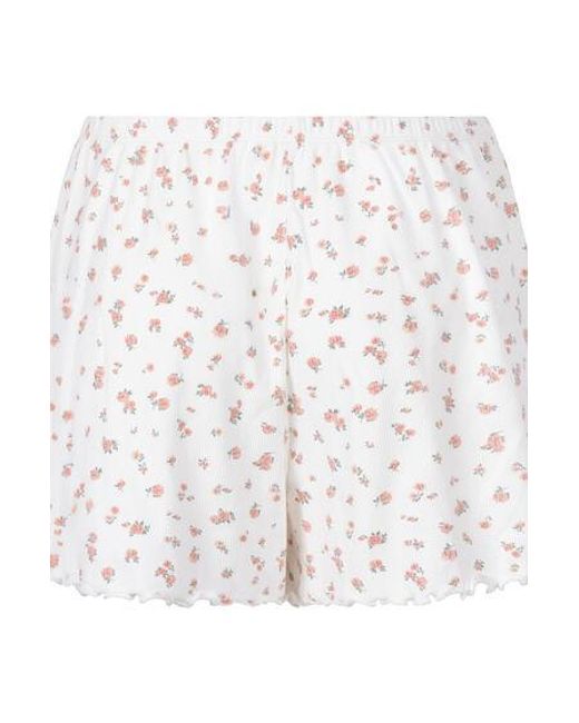 Hunkemöller White Ribbed Pyjama Shorts