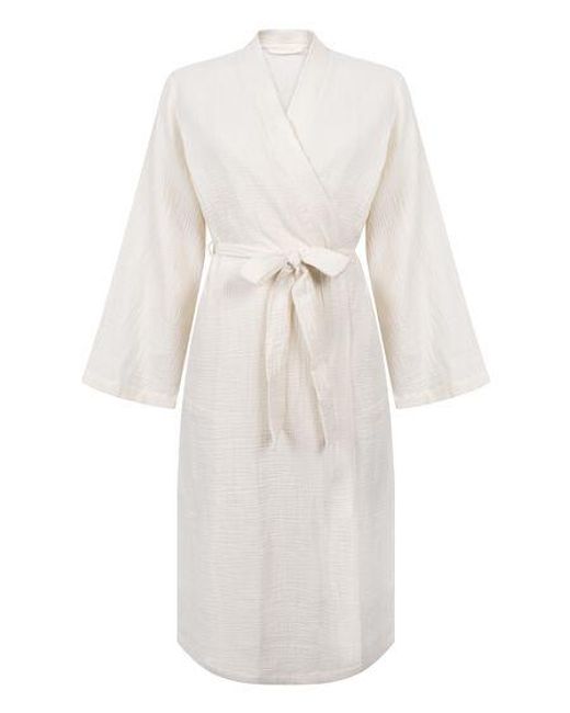 Hunkemöller Mousseline Badjas Lang in het White