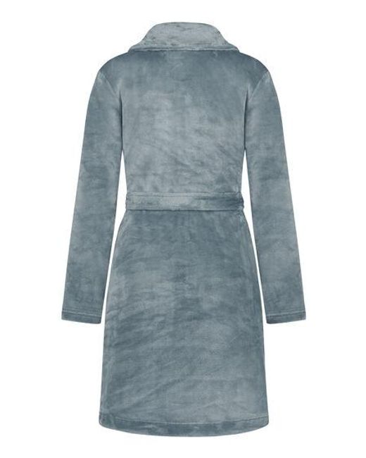 Hunkemöller Blue Zip Fleece Bathrobe
