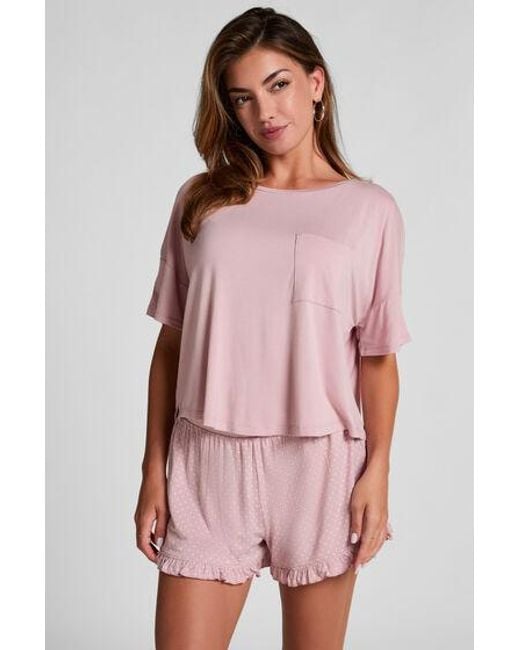 Hunkemöller Jersey Pyjamaset in het Pink