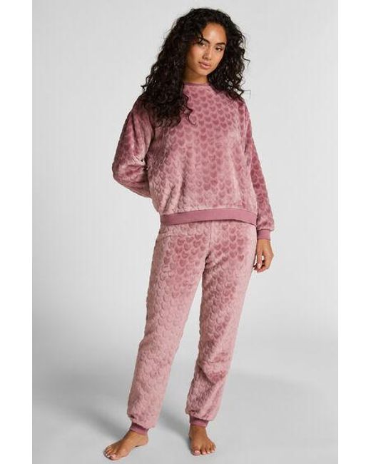 Hunkemöller Red Pyjamaset Fleece Heart