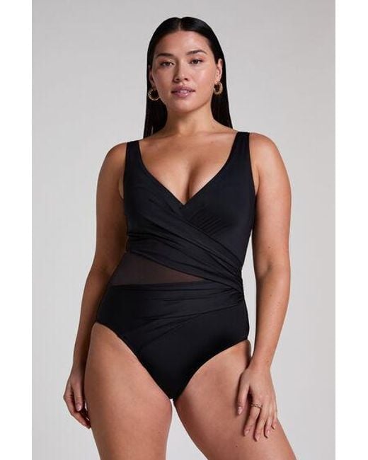 Hunkemöller Black Shaping Shell Mesh Swimsuit