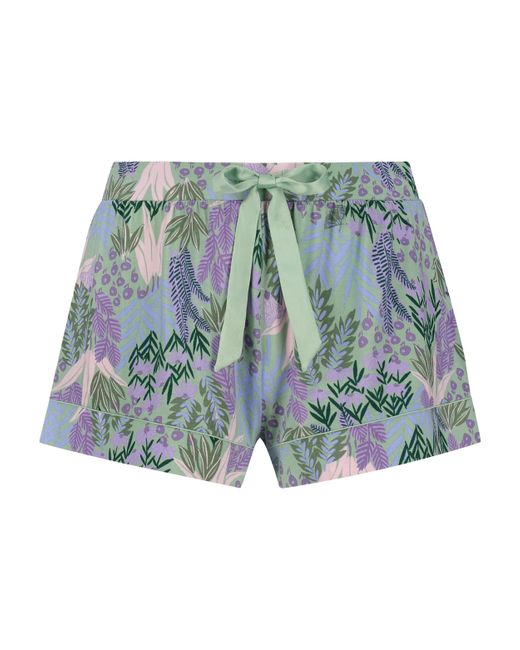 Hunkemöller Pyjama Shorts Jersey Lace in het Green