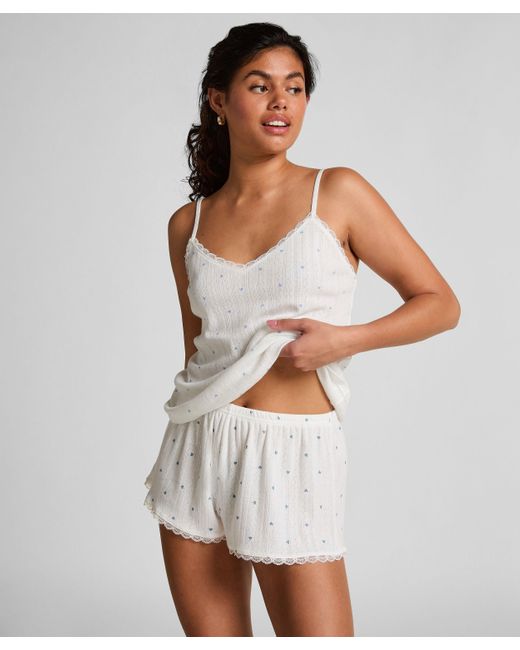 Hunkemöller Pyjama Shorts Pointelle in het White