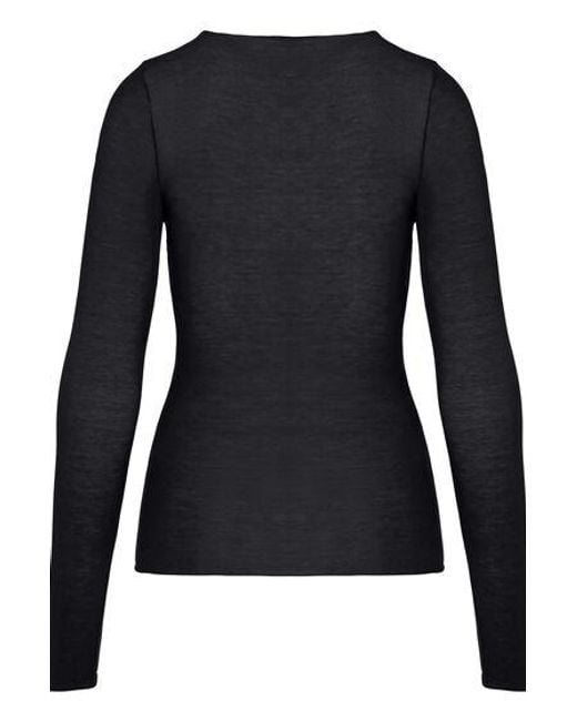 Hunkemöller Black Super Soft Lace V-Neck Shirt With Cashmere
