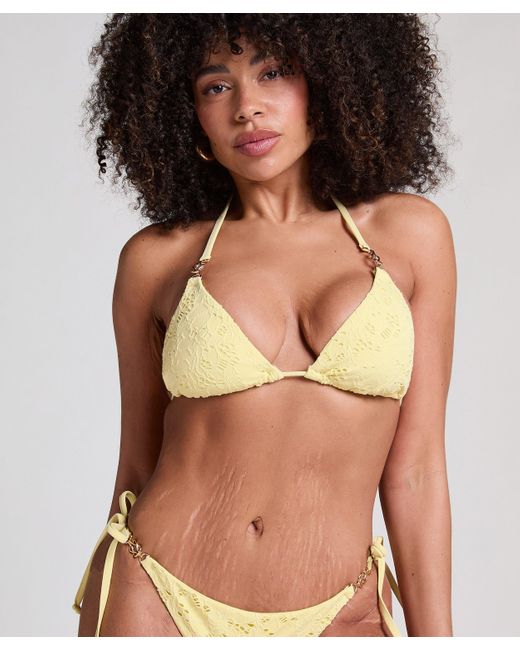 Hunkemöller Yellow Triangle Crochet Bikini Top