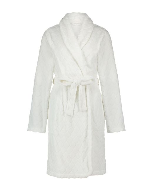 Hunkemöller White Short Fleece Ribbed Bathrobe