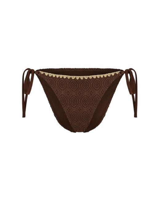 Hunkemöller Brown Crochet Cheeky Tanga Bikini Bottoms