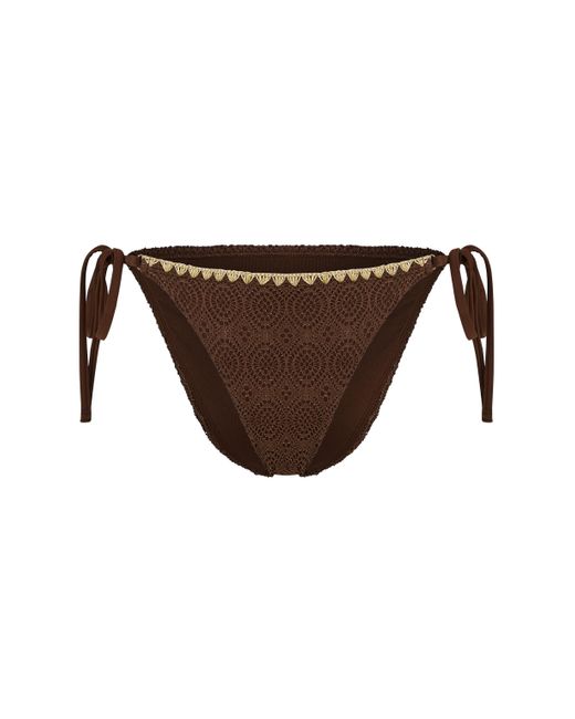 Hunkemöller Brown Bikini Slip Cheeky Tanga Crochet
