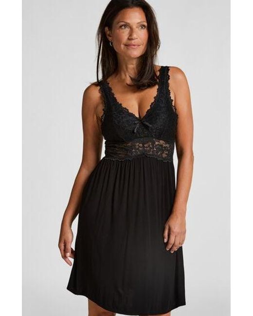 Hunkemöller Black Nora Lace Slip Dress