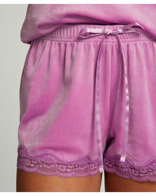 Pantalón corto de terciopelo y encaje Hunkemöller de color Purple