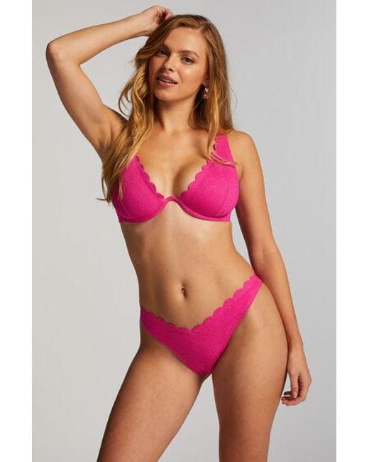 Hunkemöller Pink Scallop Lurex Bikini Top