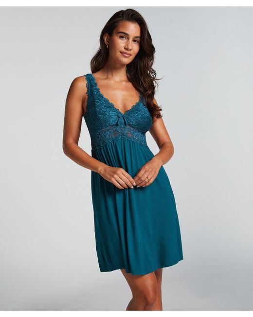 Hunkemöller Slipdress Nora Lace in het Blue