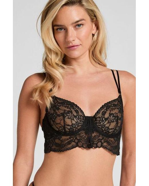 Hunkemöller Black Sabrina Non-Padded Underwired Longline Bra