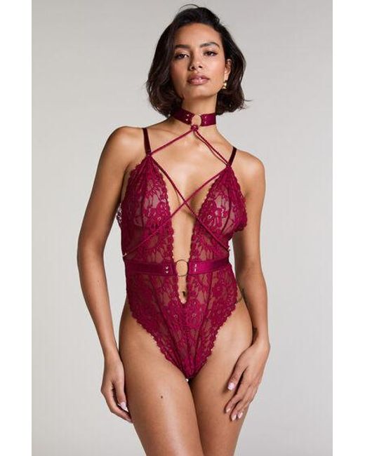 Hunkemöller Private Body Open Kruis Brandy in het Red