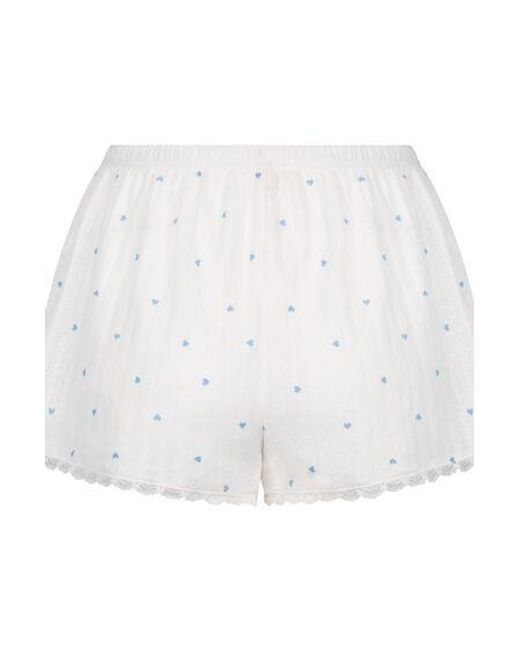 Hunkemöller Pyjama Shorts Pointelle in het White