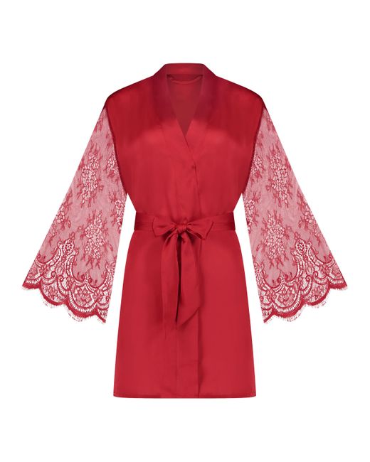Kimono en dentelle satinée Hunkemöller en coloris Red